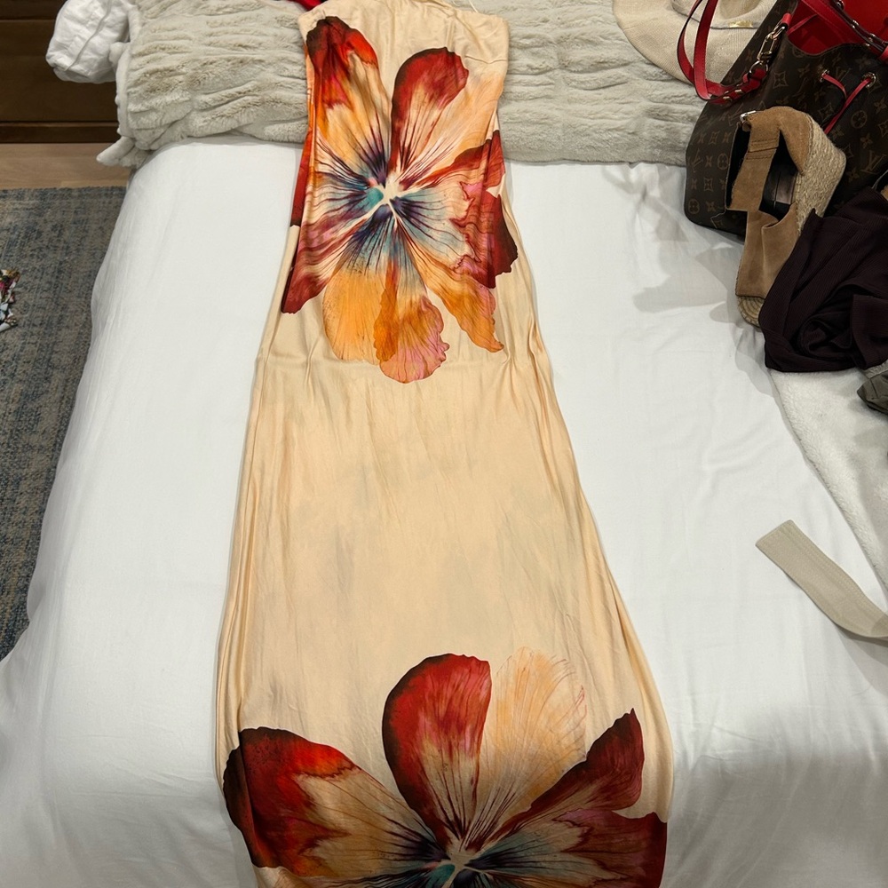 Anthropologie The Fleur Strapless Satin Maxi Slip Dress - Picture 2 of 7